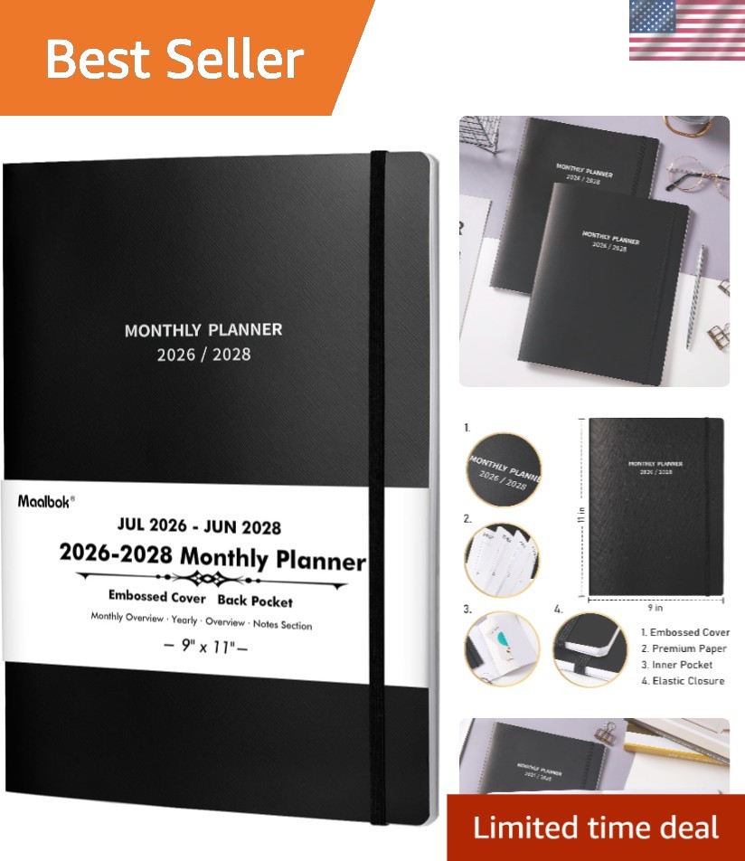 2026-2028 Monthly Calendar Organizer – Thick Paper & Stylish Cover for Planning