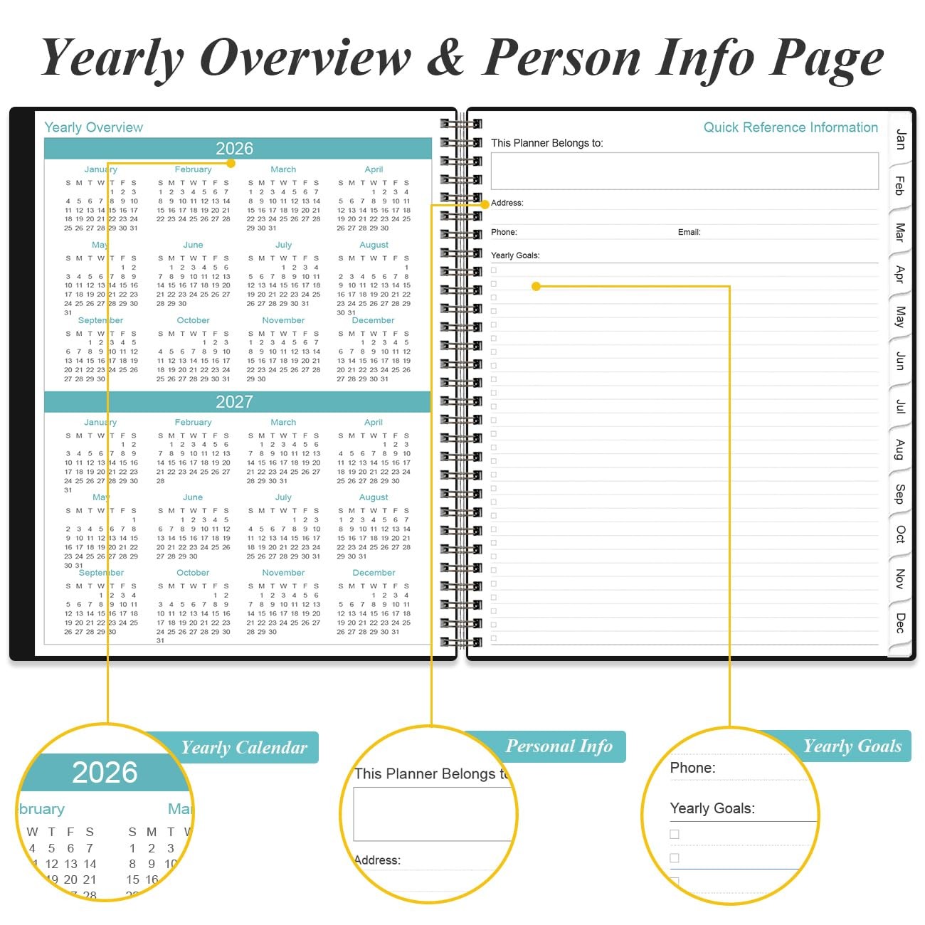 2026-2027 Planner – 8.5″ x 11″ Weekly Monthly from x 11″, Black