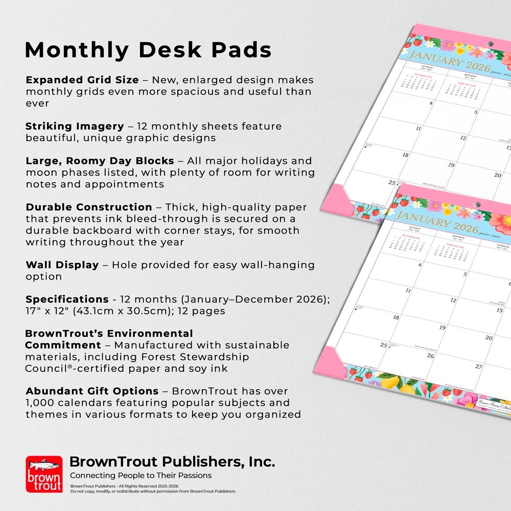 Bonnie Marcus OFFICIAL | 2026 17×12 Inch Monthly Desk Pad Calendar