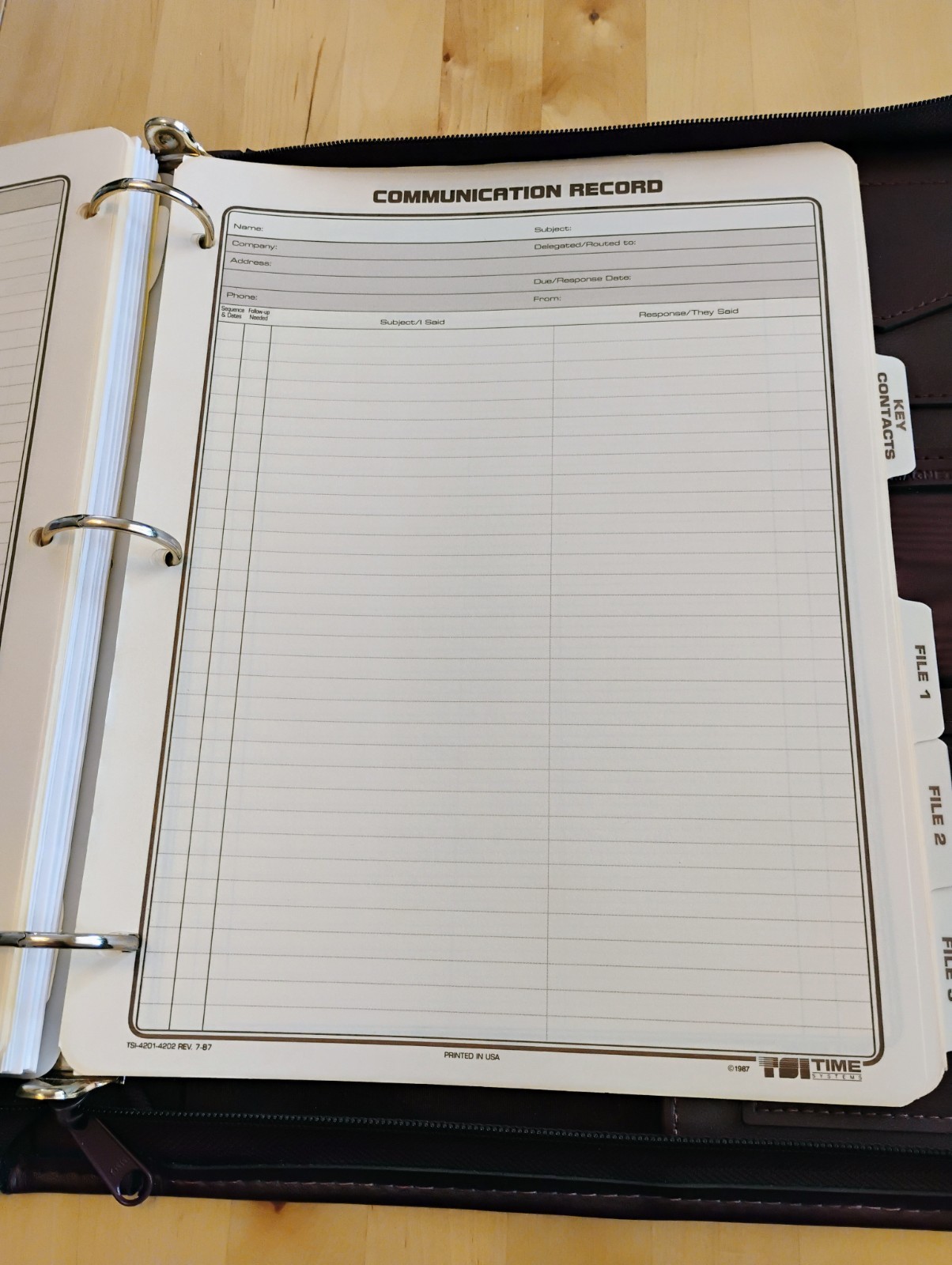 Time System A5 Leather Binder zip closure Pentel P225 Pencil CLEAN 1994 Planner