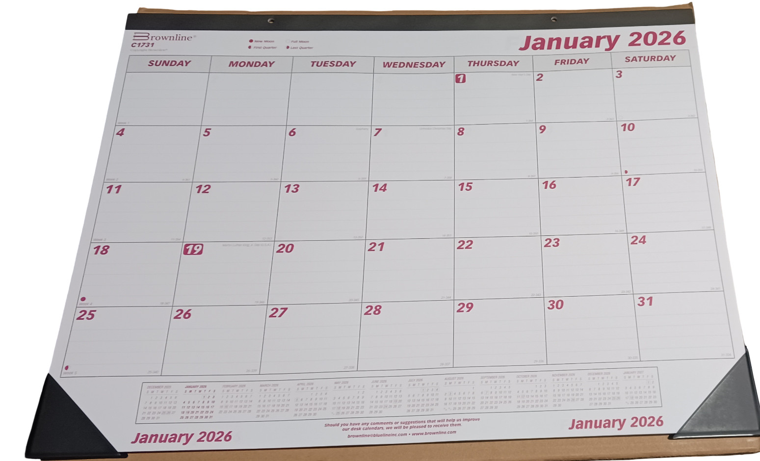 2024 Calendar Home Office Monthly Desk Pad Calendar 17″x22″ Brownline C1731-24