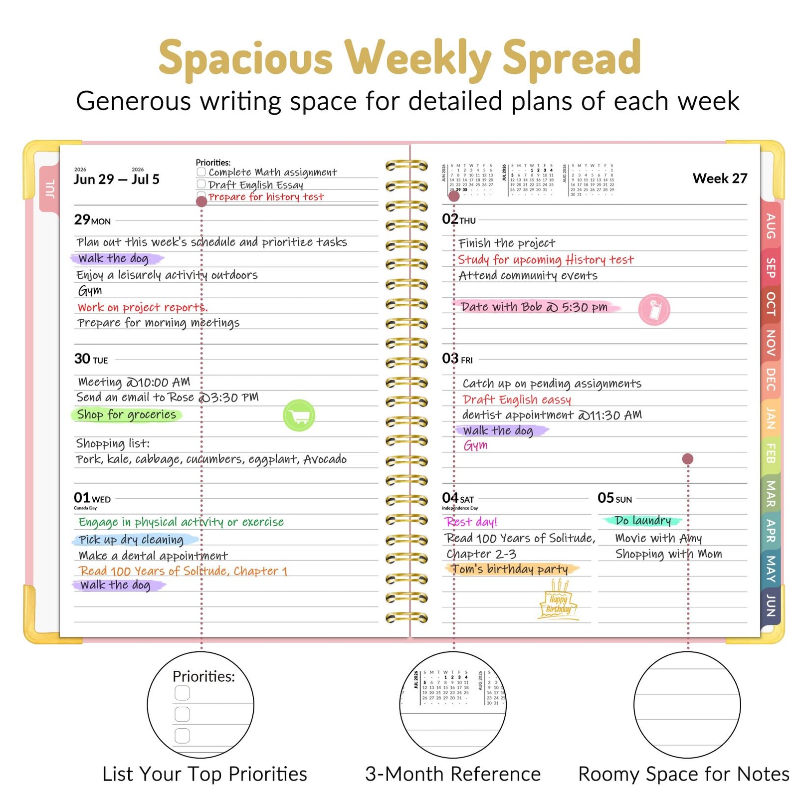 Academic Planner 20262027, Hardcover Calendar Planner Weekly & Monthly, July …