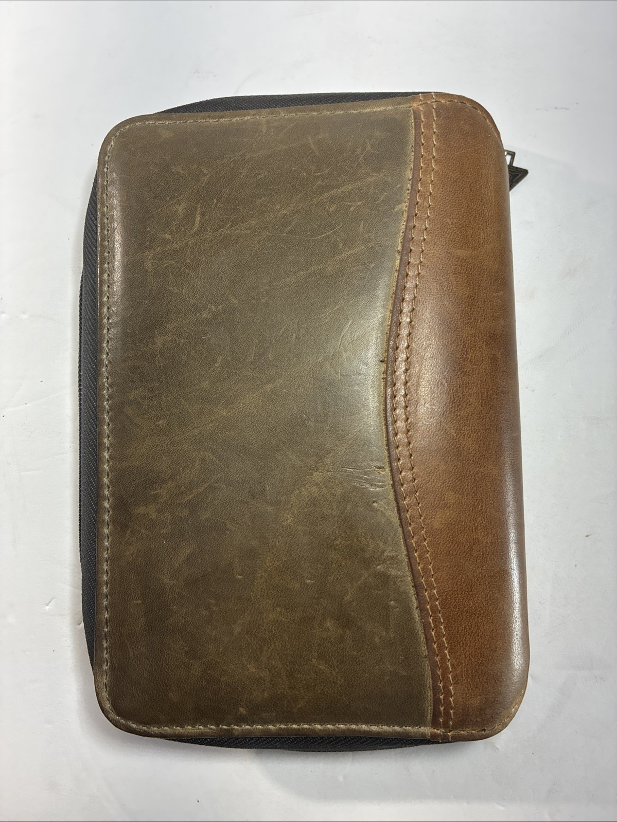 Vintage 1996 Franklin Covey 6 Ring Zip Around Full-Grain Leather Made In Korea