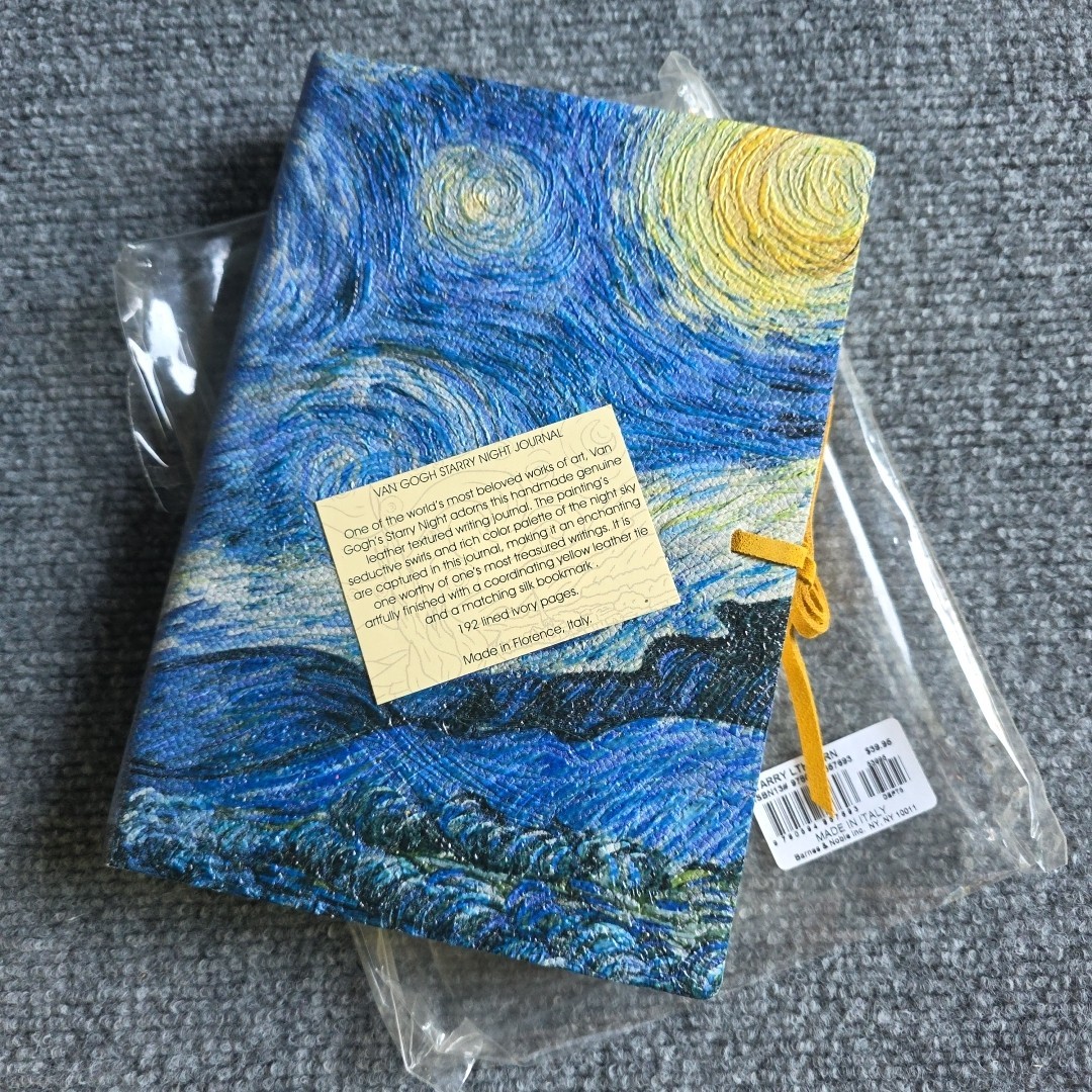 Barnes Noble Van Gogh “Starry Night” Italian Leather Journal Made in Italy New