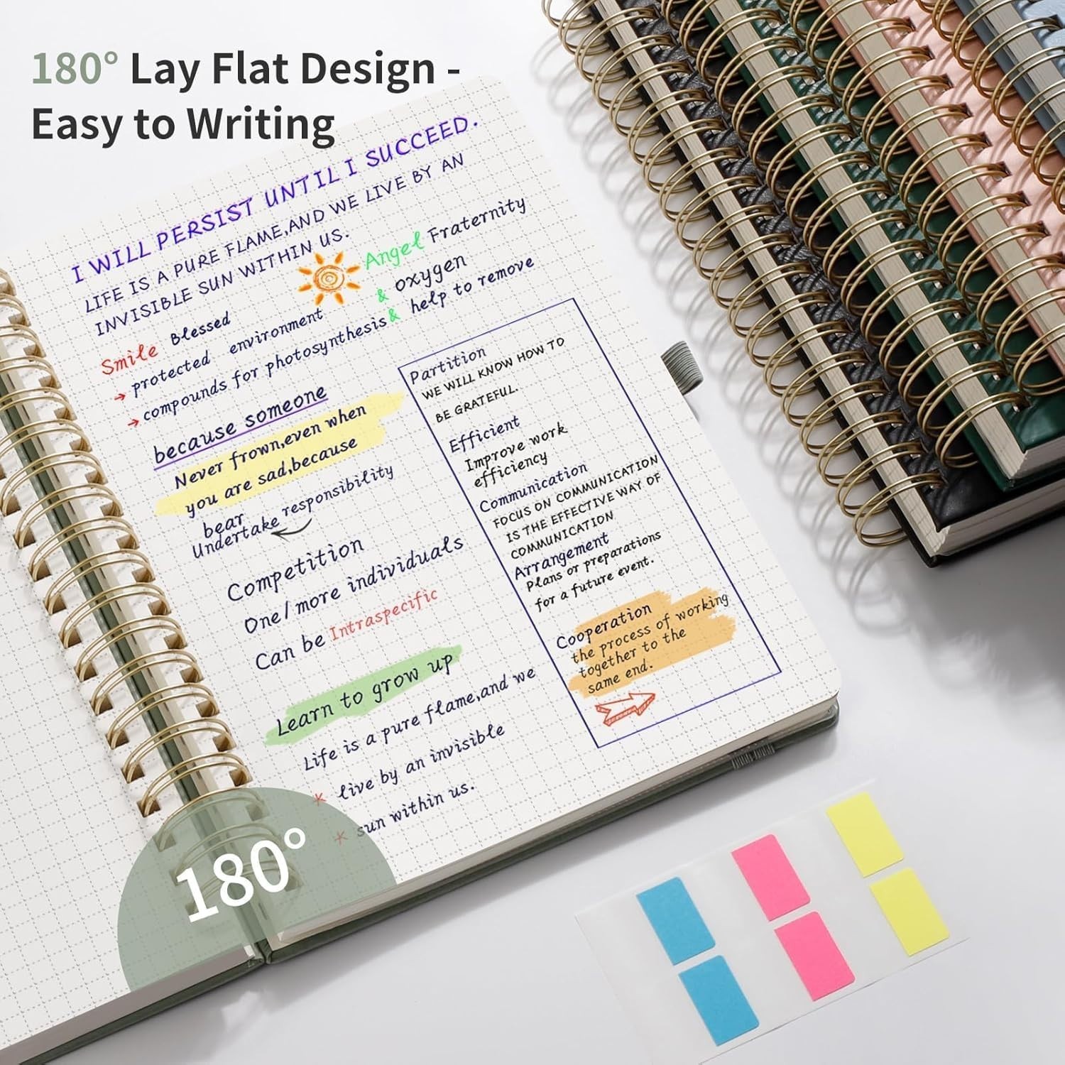 EMSHOI Spiral Graph Paper Notebook – 300 Pages, 100 GSM Thick Grid Notebook,