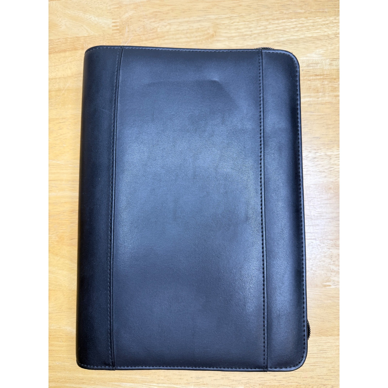 Franklin Covey Black Leather Zippered 7 Ring Planner Binder Organizer Classic