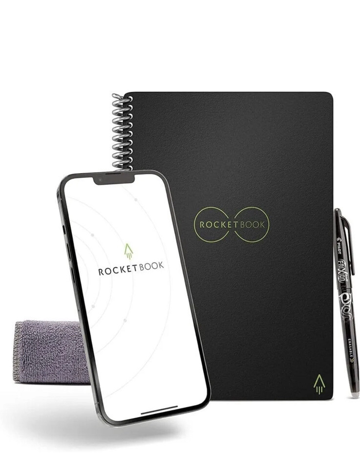 NEW Rocketbook CORE Smart Reusable Notebook Executive Size 6×8.8″ – 36 pgs Black