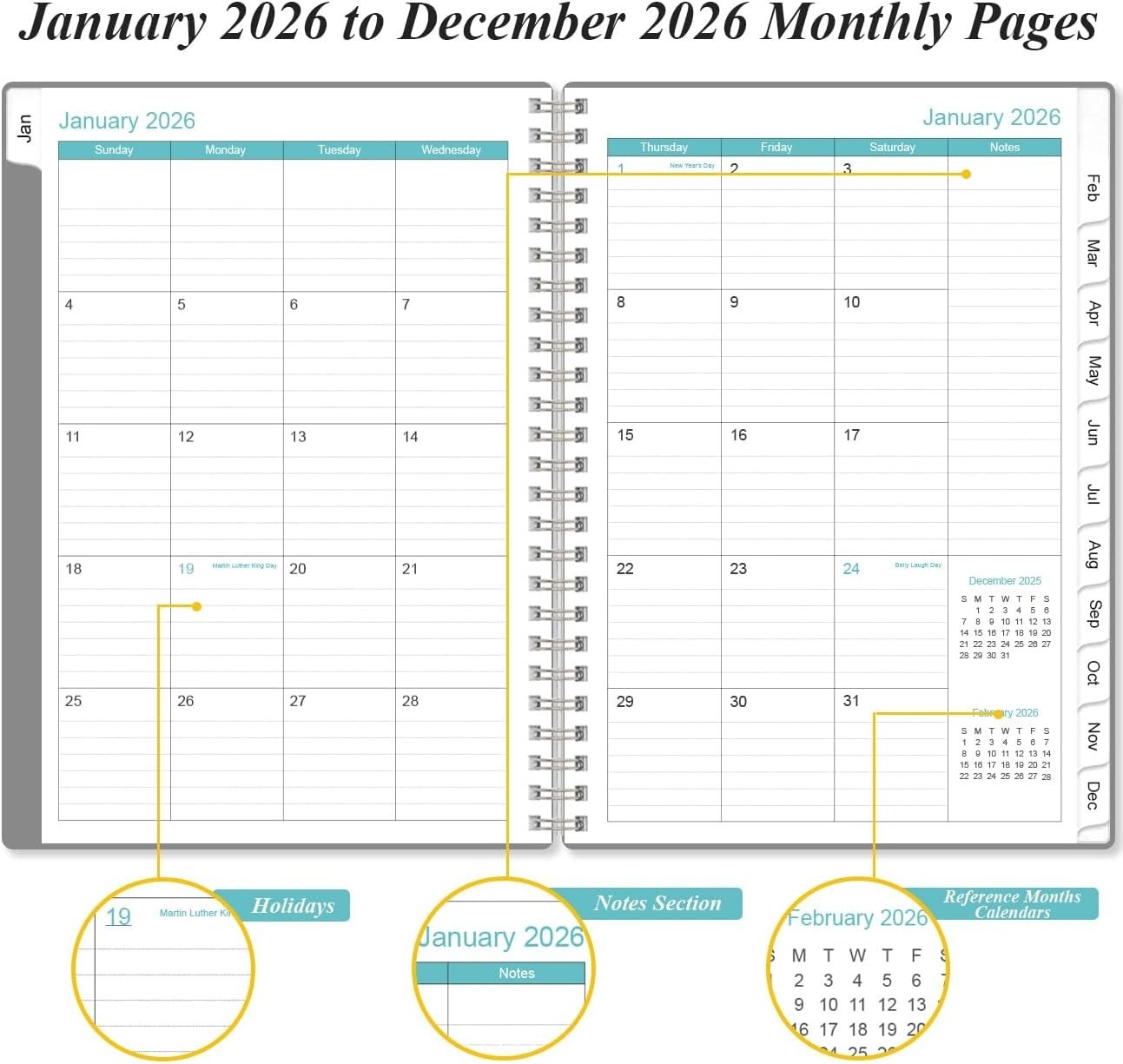2026 Planner with Hourly Scheduling & Inner Pocket for Effortless Organization