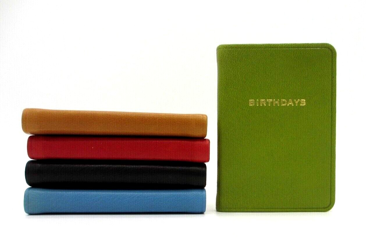 BIRTHDAYS Mini Datebook Notebook Leather Bound Soft Cover Perpetual Calendar