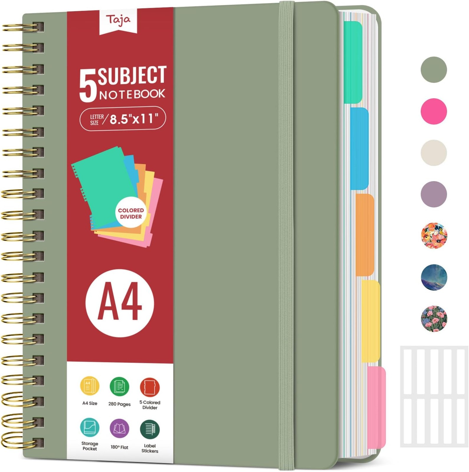 Hardcover Spiral Journal Notebooks for Work With Removable Dividers & Tabs, 8…