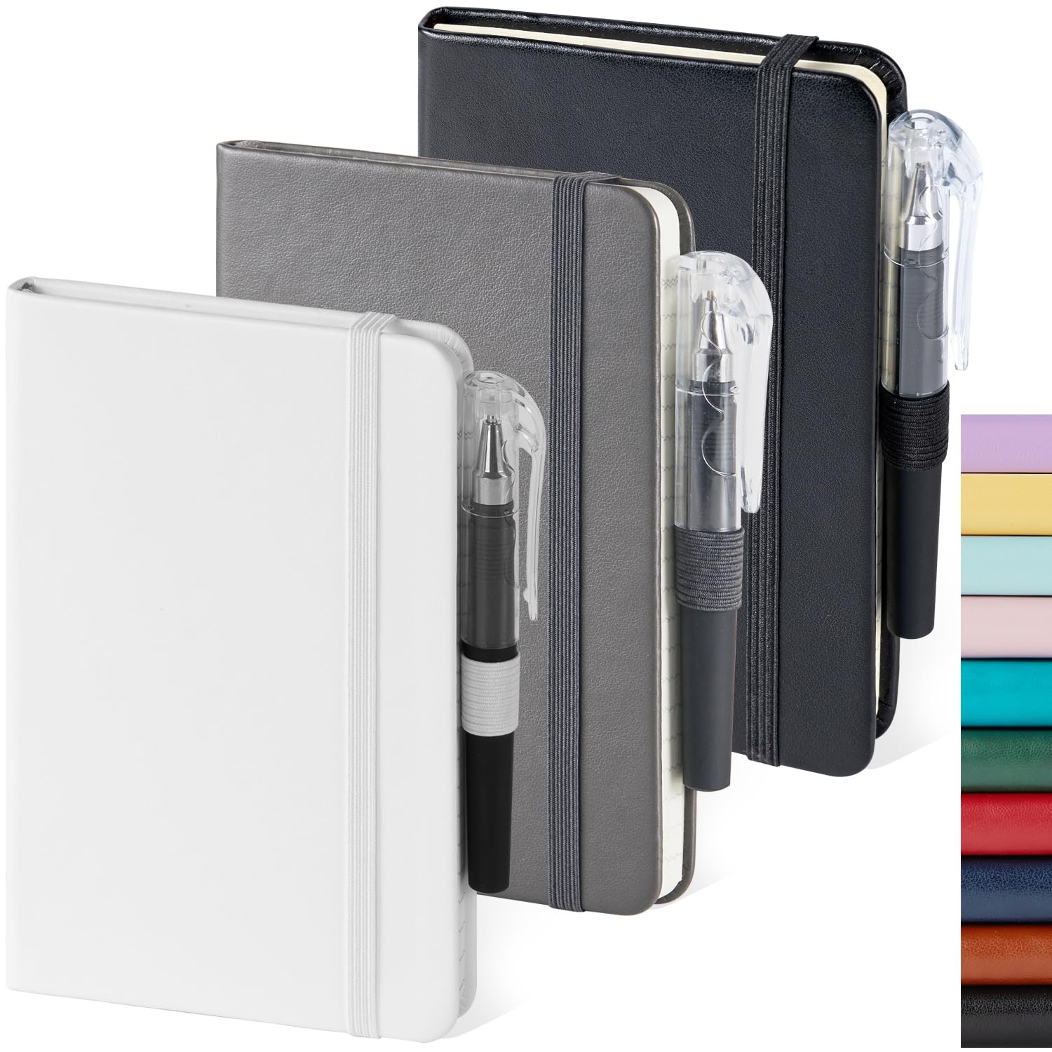 NIRMIRO Small Notebook Pocket Size Journal 3.7″ x 5.7″, 3 Pack, (White, Grey,…