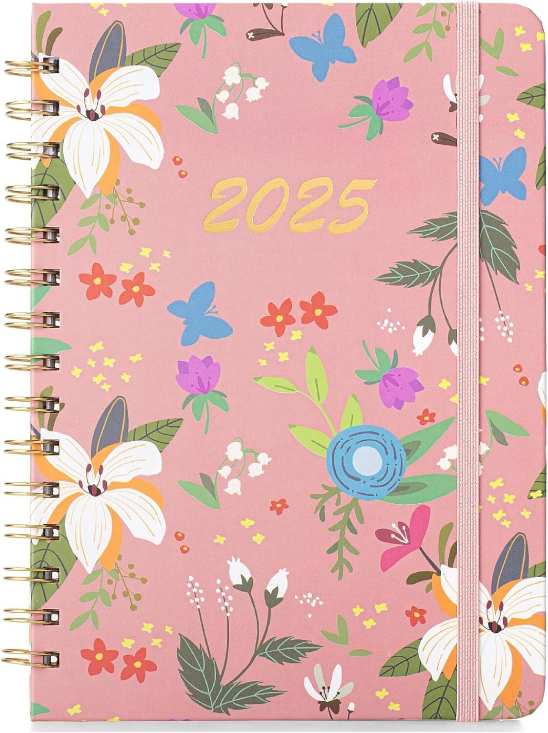 2025 Weekly /Monthly spiral planner, appointment book -6.4″x8.5″ – pink color