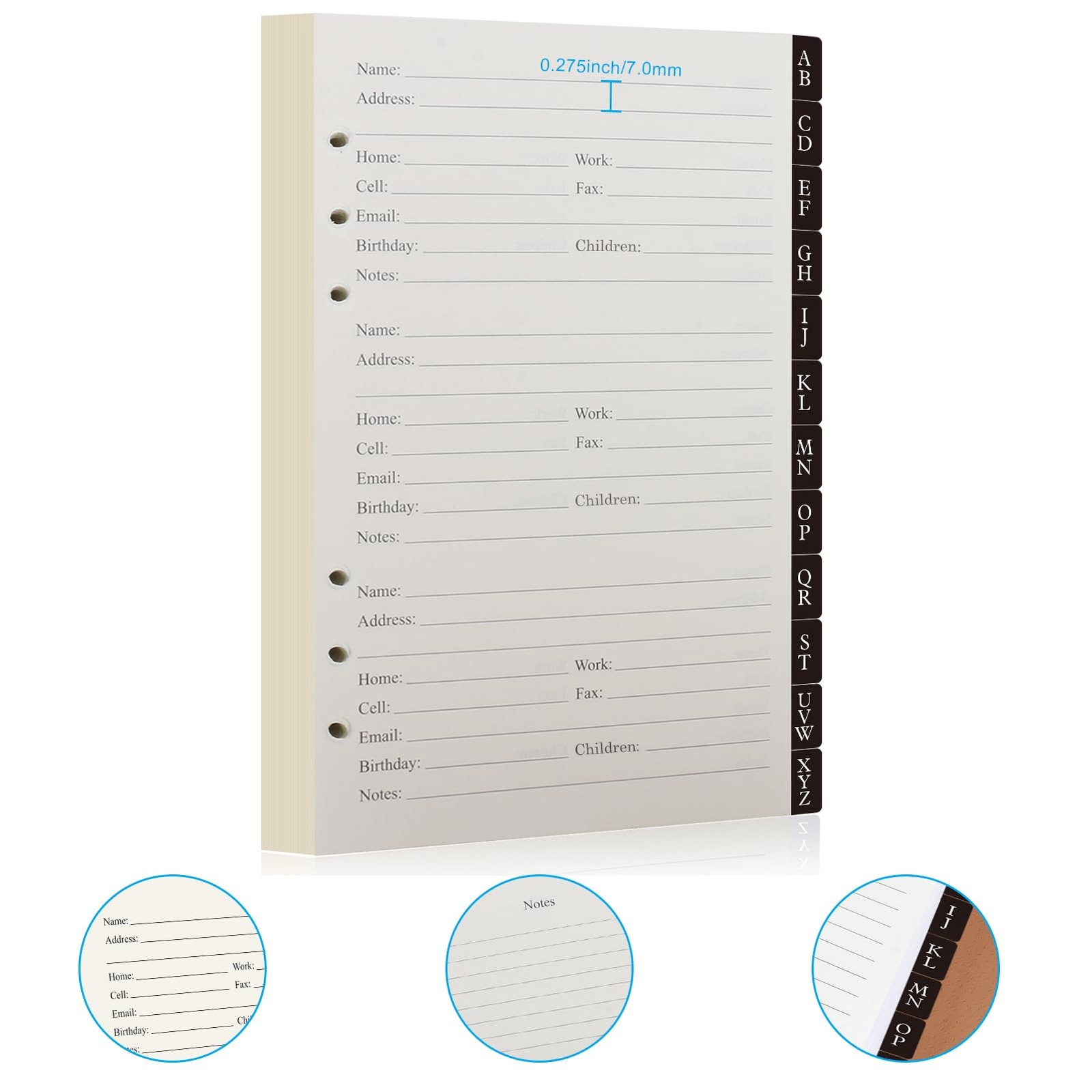 Refillable Address 6.5 x 9.1 x1.02 inche, A5 Black Book