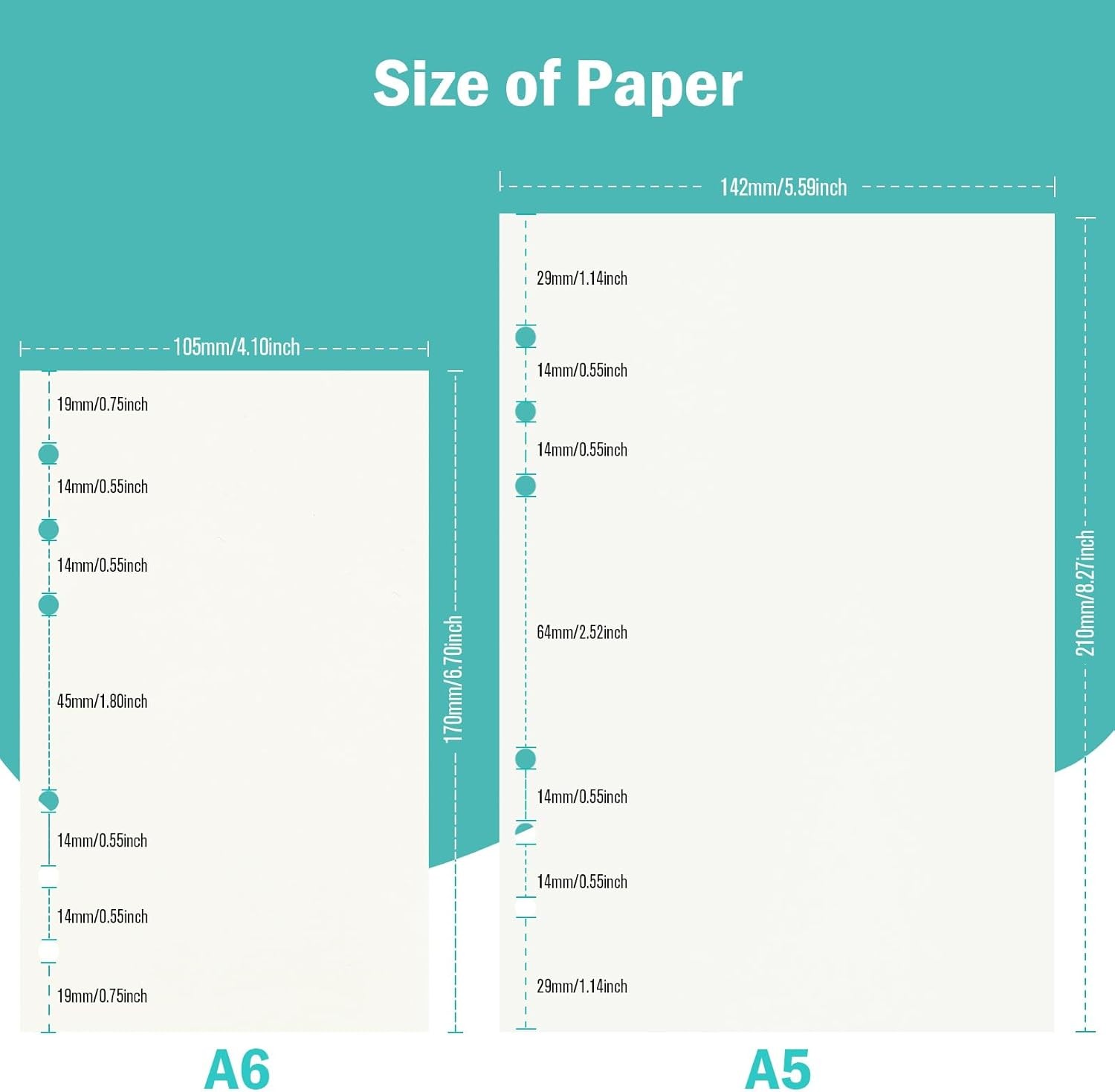 A6 Refill Paper, 320 Pages Loose Leaf Paper 6 Hole A6, Blank Creamy