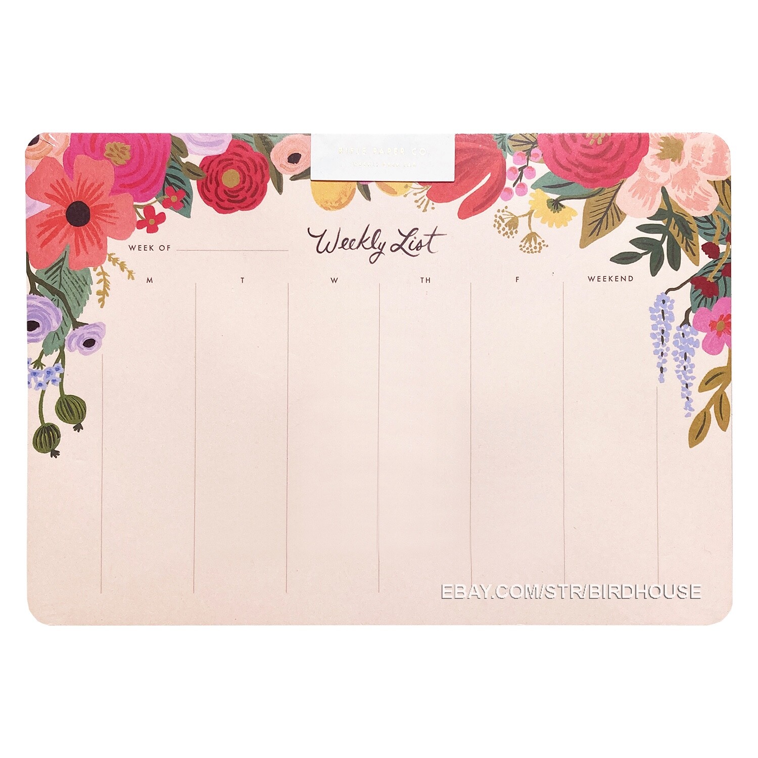 Rifle Paper Co Floral Weekly Calendar Meal Planner Desk Pad Designer