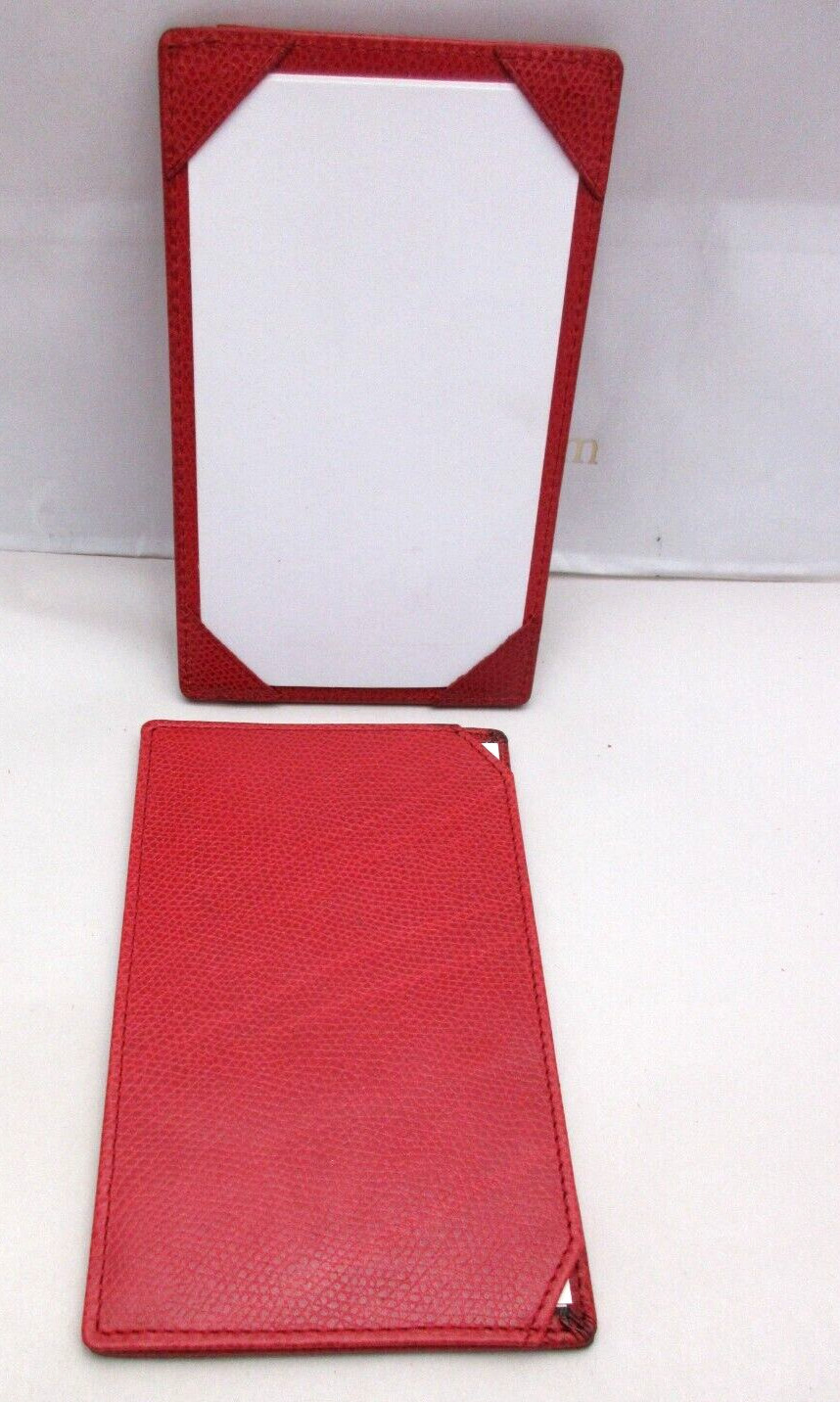 Leather Jotter Notepad 3×5″ Personal Pocket Refillable with 24 Cards RED