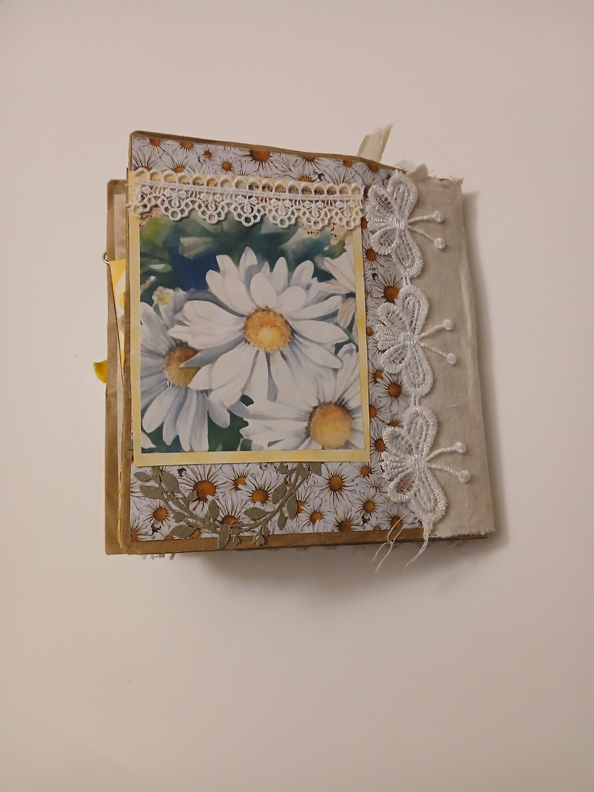 Handmade Daisy Summer Unique Paper Lunch Bag Junk Journal Ooak