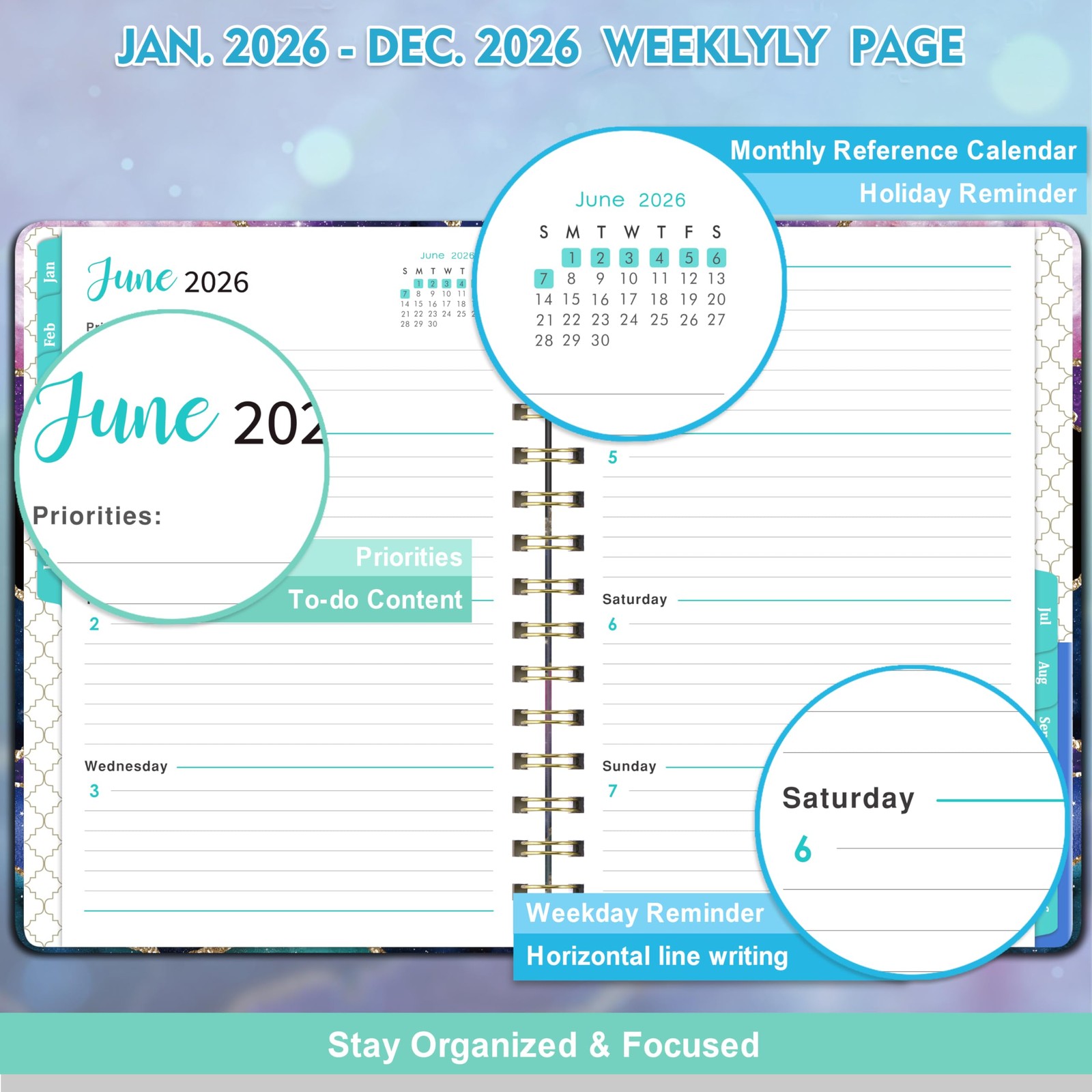2026 Planner – Weekly Monthly Planner 2026, JAN 2026 – DEC 2026, 6.4 x 8.5, …