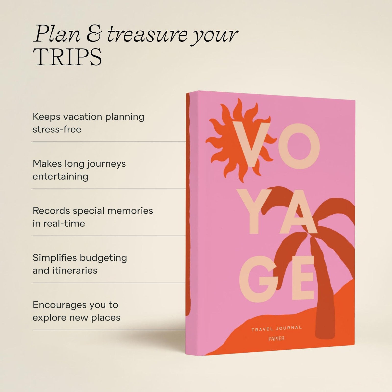 Papier Voyage Travel Journal – Hardcover | Blank Space For 6 Journeys | Packing