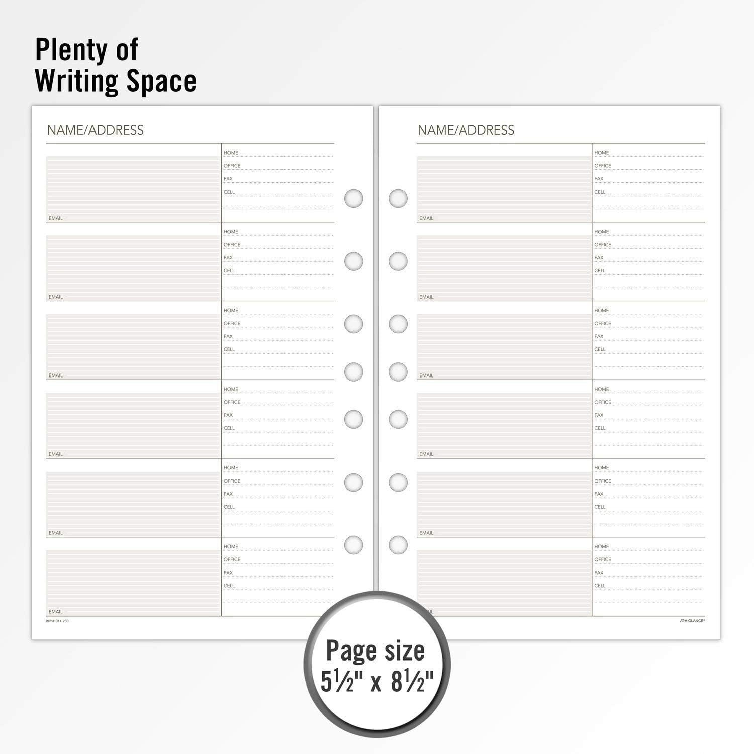 AT-A-GLANCE Day Runner Telephone and Address Pages, Refill, Loose-Leaf, Undated,