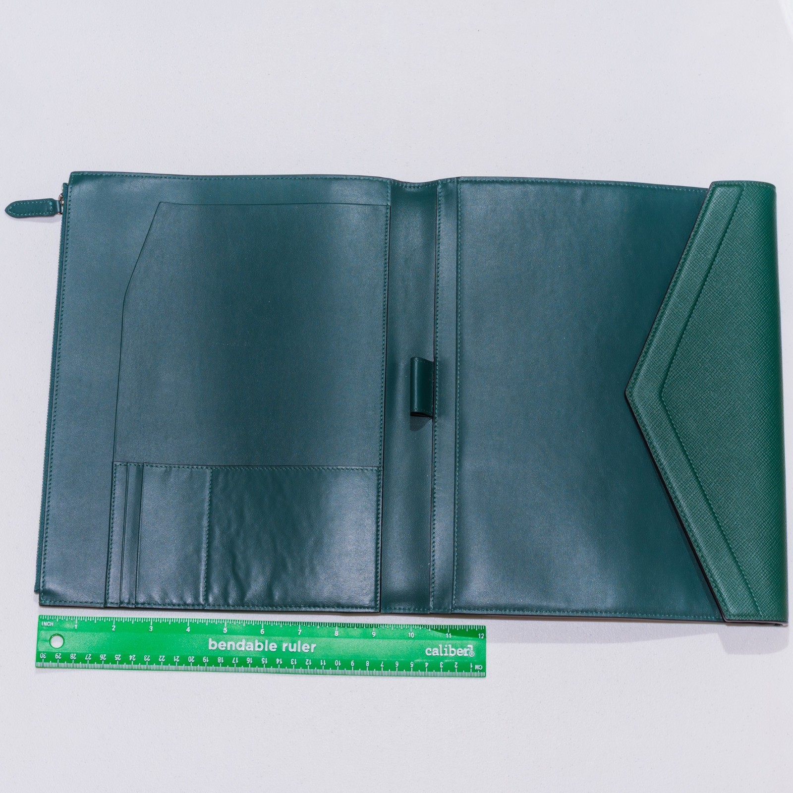 New Smythson Green Leather Panama A4 Writing Zipper Folder Portfolio