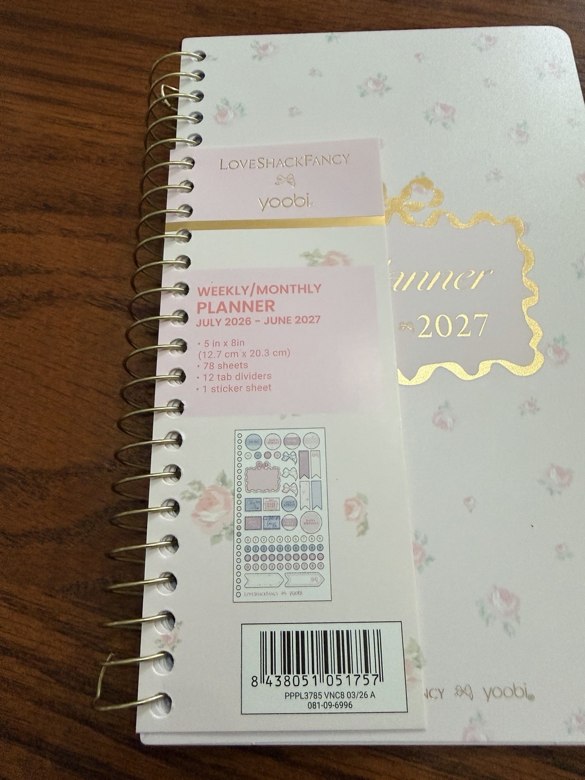 LoveShackFancy x Target Weekly Monthly Student School Planner Floral Ditsy Pink
