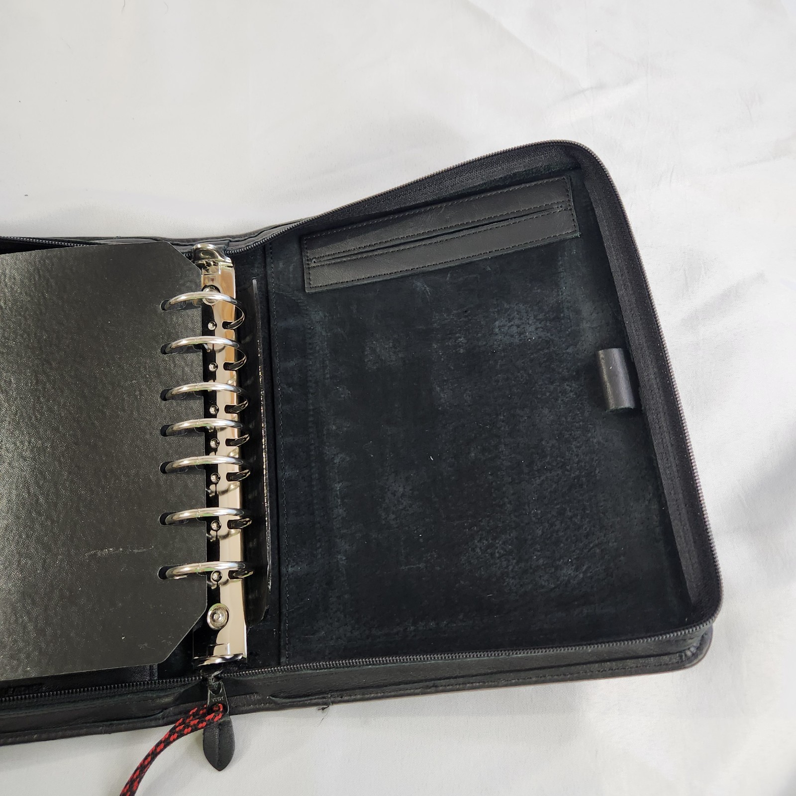 Kirkland Signature 7 Ring Binder Planner Black Genuine Leather Zipper Classic