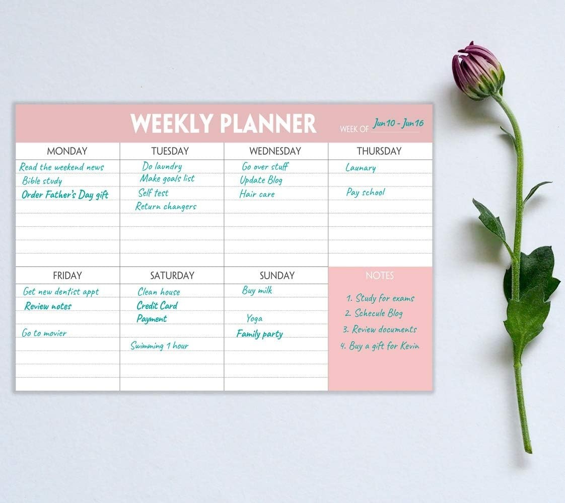 Weekly Planning Pad – Tear off to Do List Pad with Daily Schedule & Calendar, 52