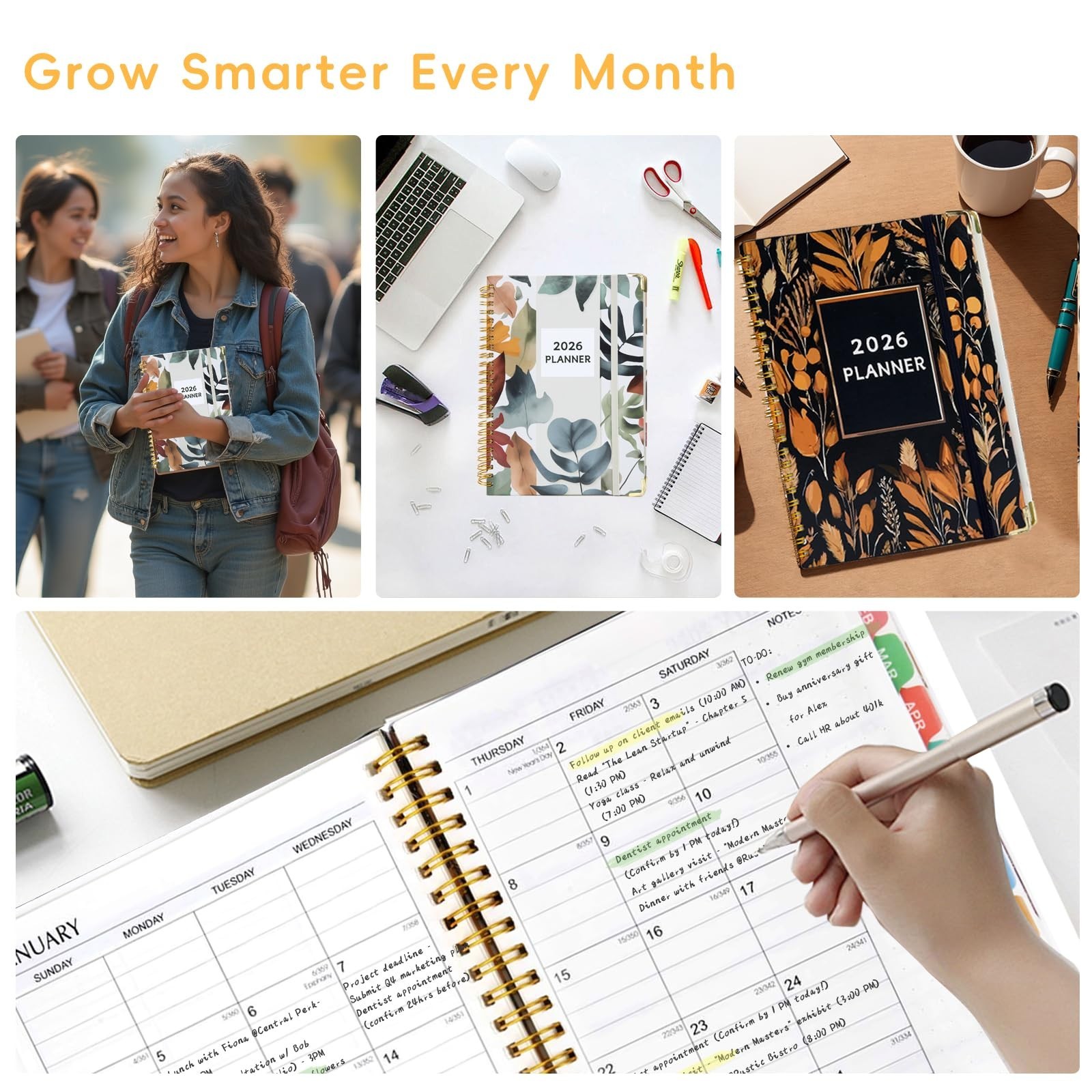 2026 Planner, A5 (6.3″x 8.5″) Planner 2026 Jan-Dec, Monthly/Weekly/Daily Tabs…
