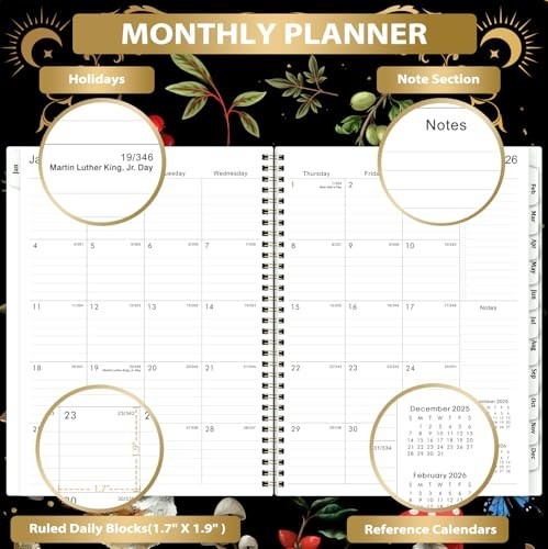 2026 Planner 9×11 January to December Weekly Monthly Twin-Wire Binding Tabs