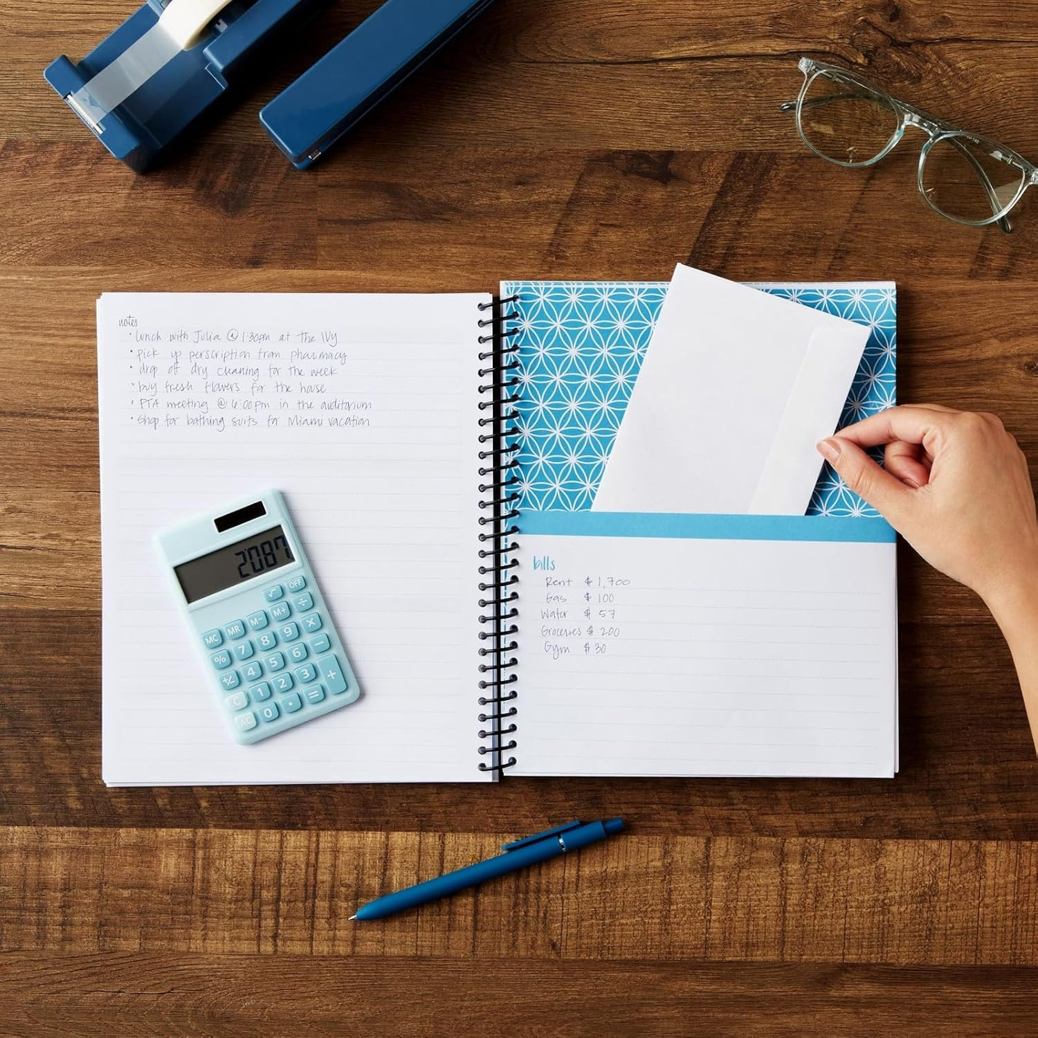 Budget Planner 2026-8 x 10 In, Blue – Expense Tracker Notebook – Bill Organizer