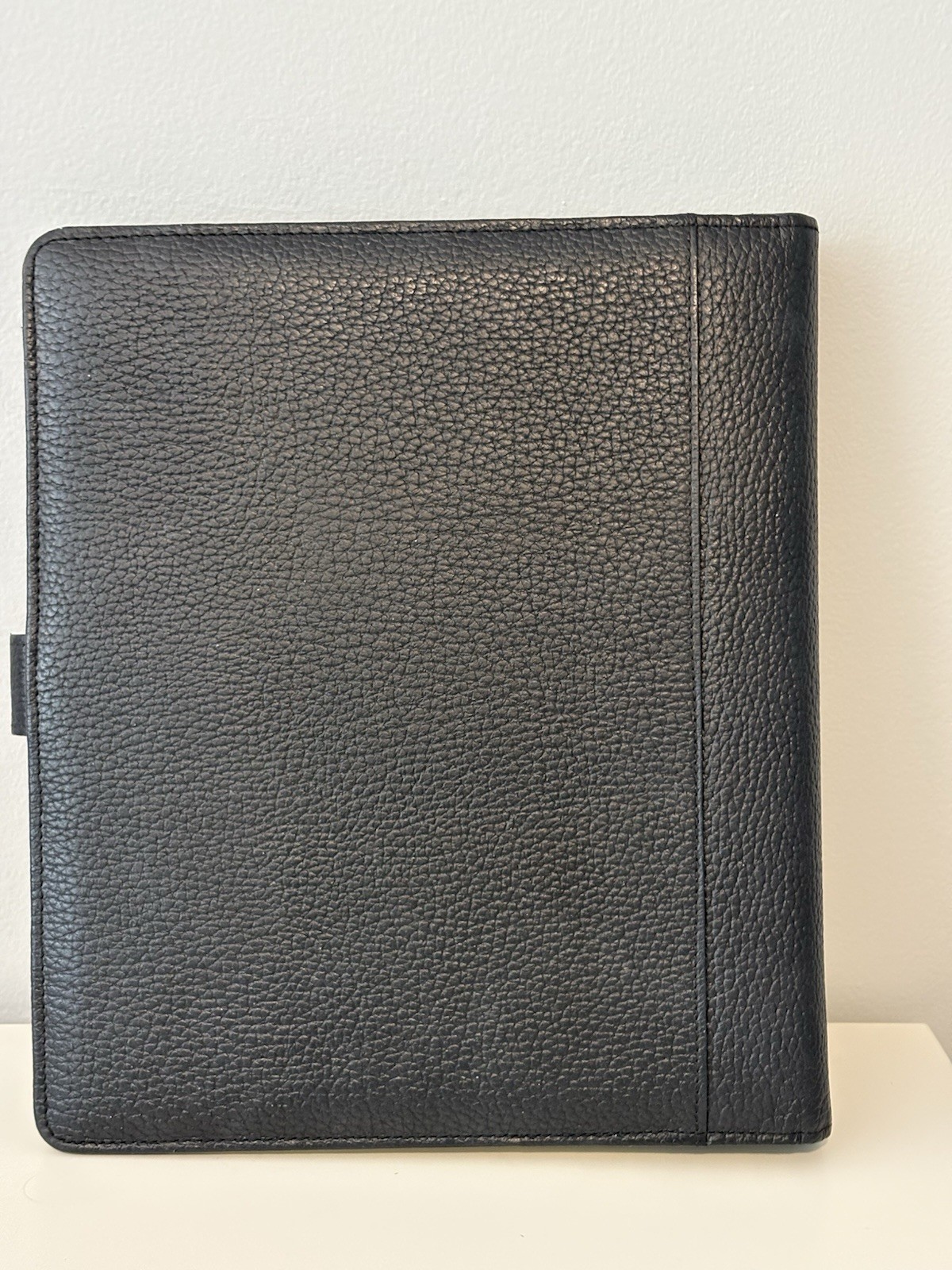 Vintage Day Timer Planner Binder Cover Black Pebbled Leather 7-Ring Memo Pad
