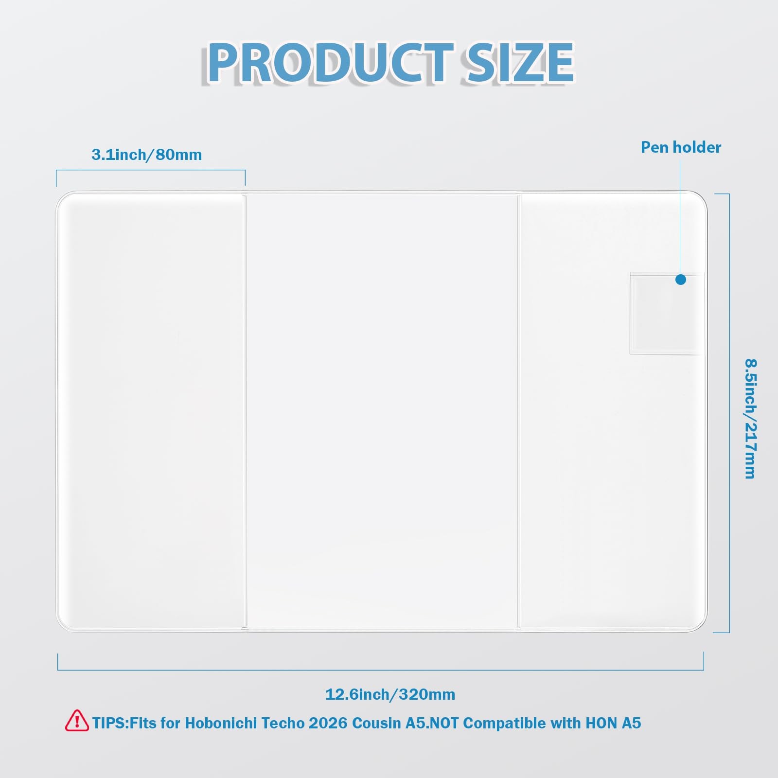 A5 Clear Planner Cover, Fits for Hobonichi Techo Cousin 2026 A5, Transparent