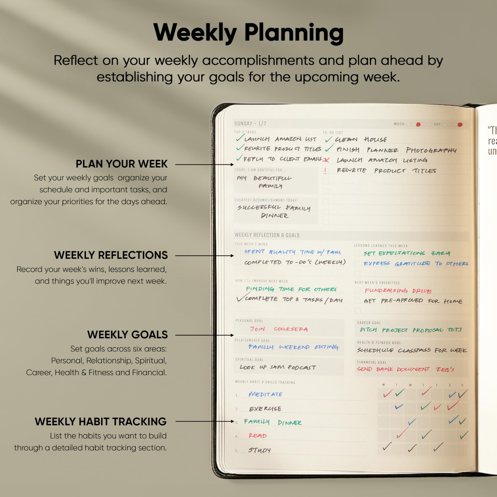 2026 Planner A5 – 5.8” x 8.3” Productivity Organizer for Goal Setting & Planning