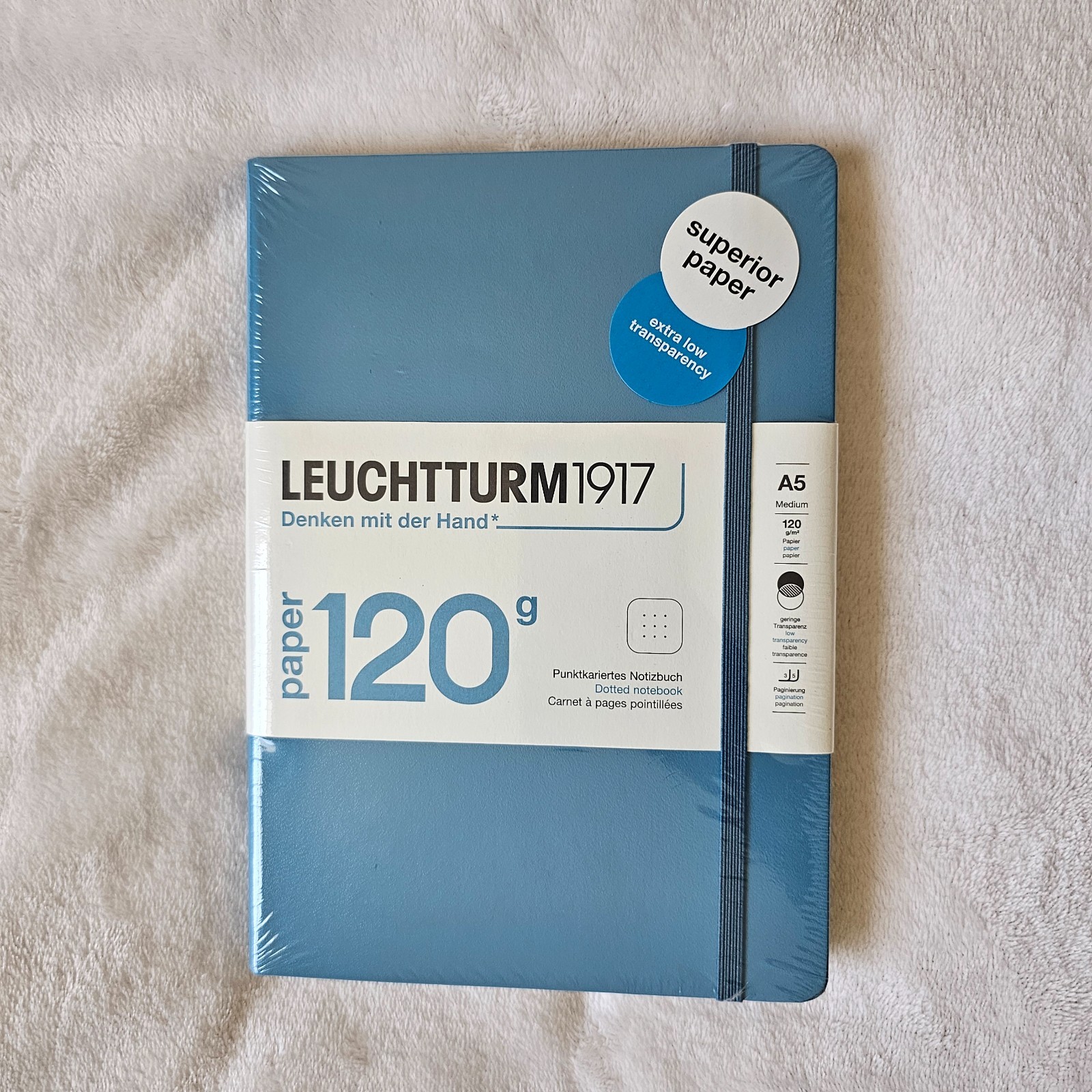 LUECHTTURM1917(A5) Medium Dotted Notebook 203 pages Nordic Blue- New in Wrapper