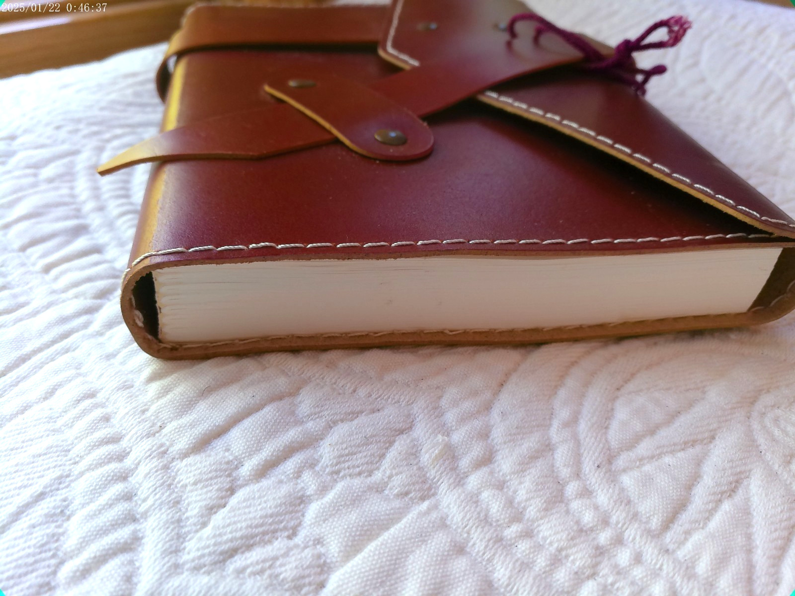 JEWEL OF MUMBAI HANDMADE BROWN LEATHER JOURNAL SATCHEL CLOSE 144 LINED PAGES