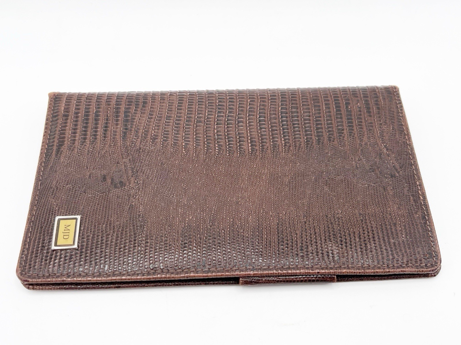 Vintage Day-Timer Senior Size Wallet Organizer Pig Skin Lizard Texture Brown MJD
