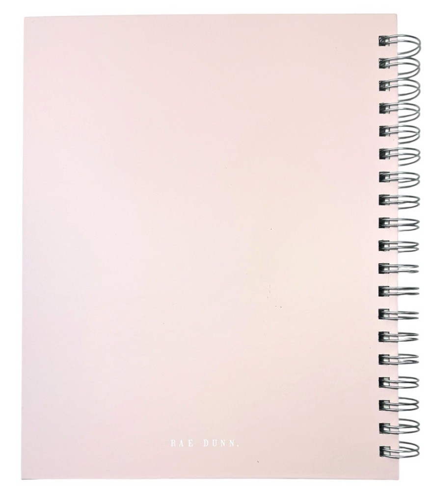 2027 Planner RAE DUNN Spiral Hard Cover 17-Month MAKE IT HAPPEN Pink White LARGE
