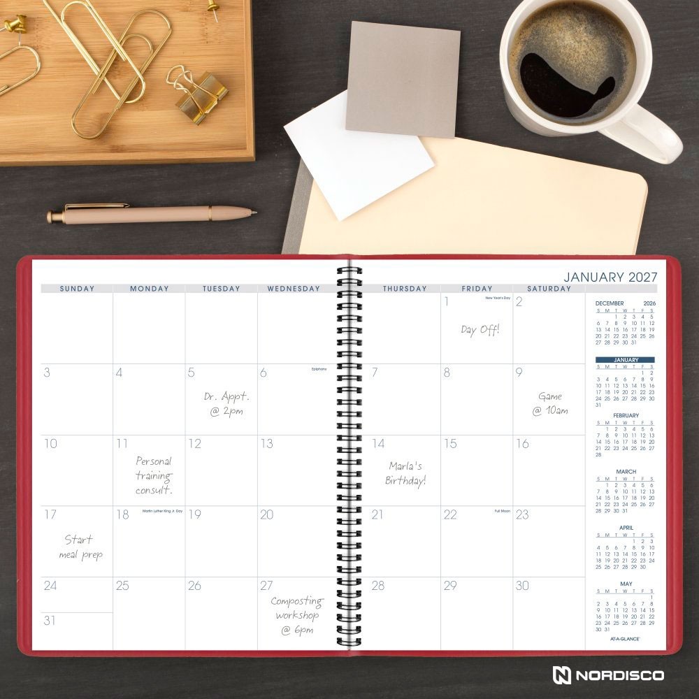 2026 At-A-Glance 70-250-13 Monthly Planner, 9 x 11″, Red Cover