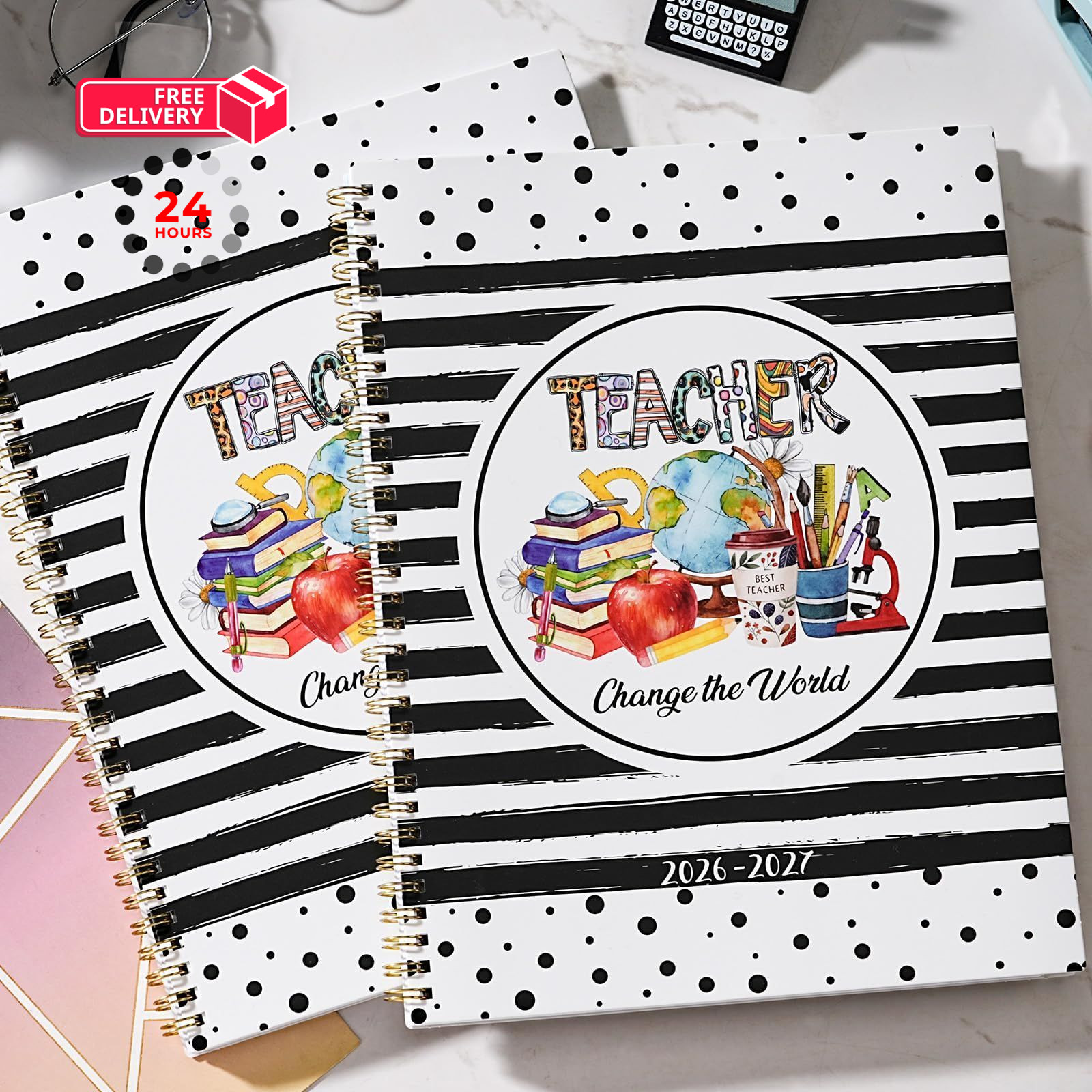 2026-2027 Teacher Planner, July 2026 – June 2027, 8.5″ x 11″, Multicolored