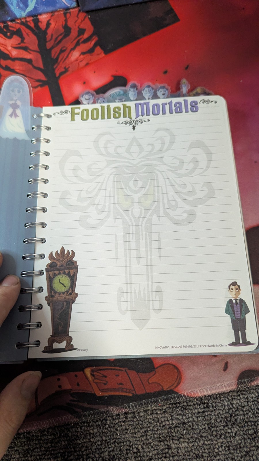 Disney The Haunted Mansion Foolish Mortals 6 Tab Spiral Journal 144 Lined Pages