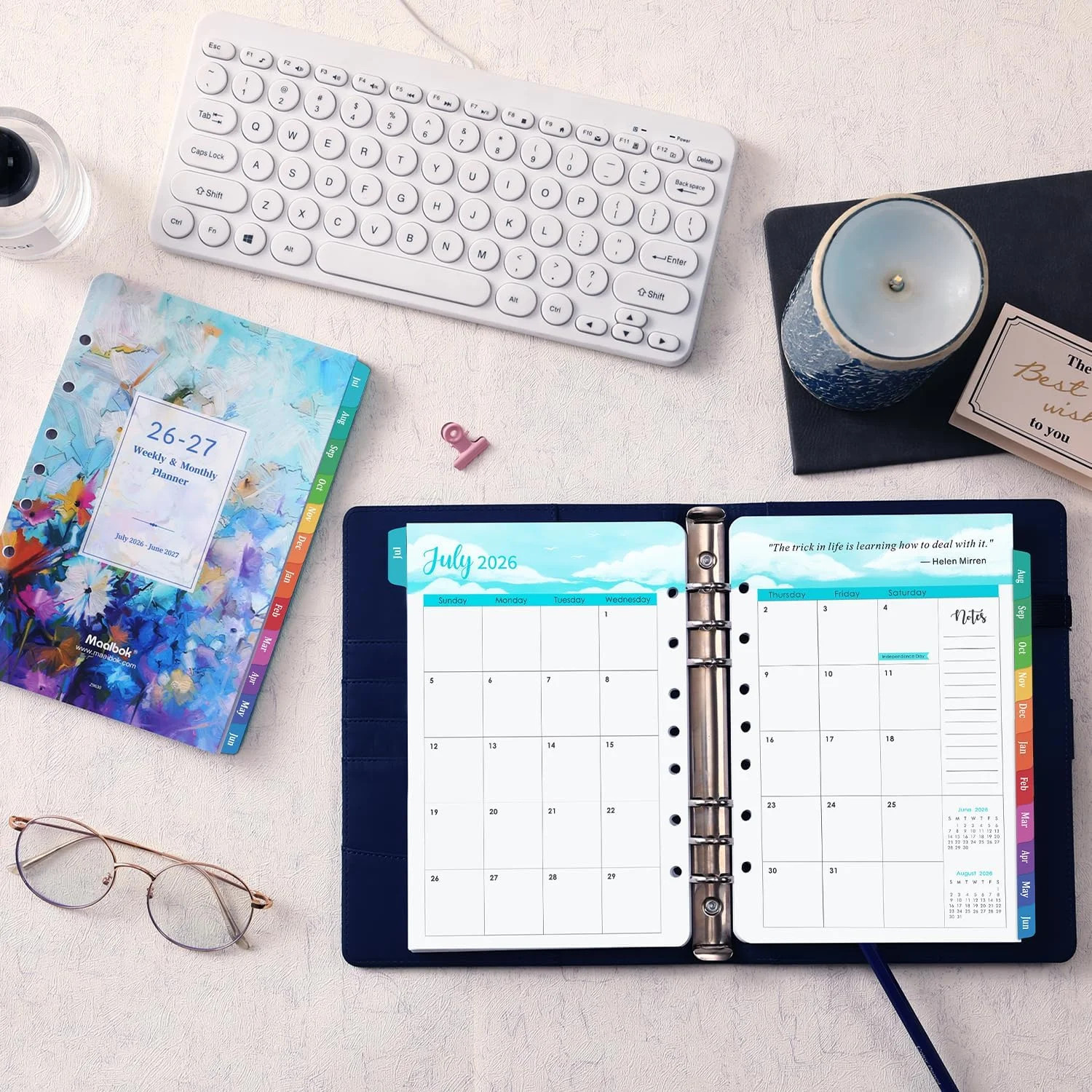 2026-2027 Planner Refills – Planner 2026-2027 Inserts with 7-Hole Punched, 5-1/2