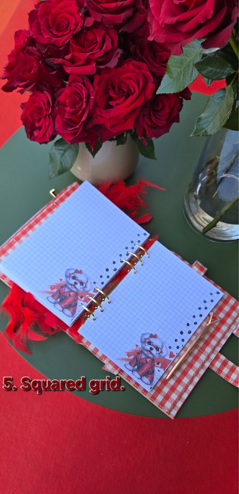 Red Leather notebook cover A5. Red leather weekly planner just 1 in the world