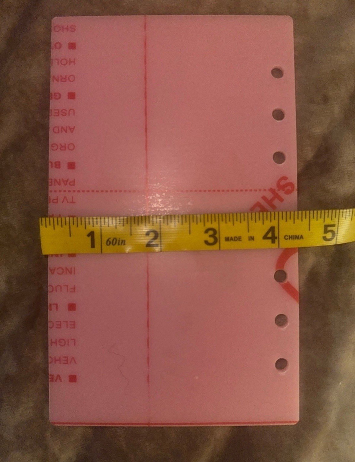 A6 Simple Pink Acrylic 6 ring Loose Leaf Binder notebook Agenda Cover