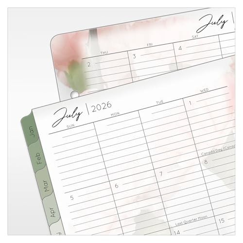 Ring-Bound Planner Refill – Two Pages Per Day, Classic Size, Jul 2026 – Jun 2027
