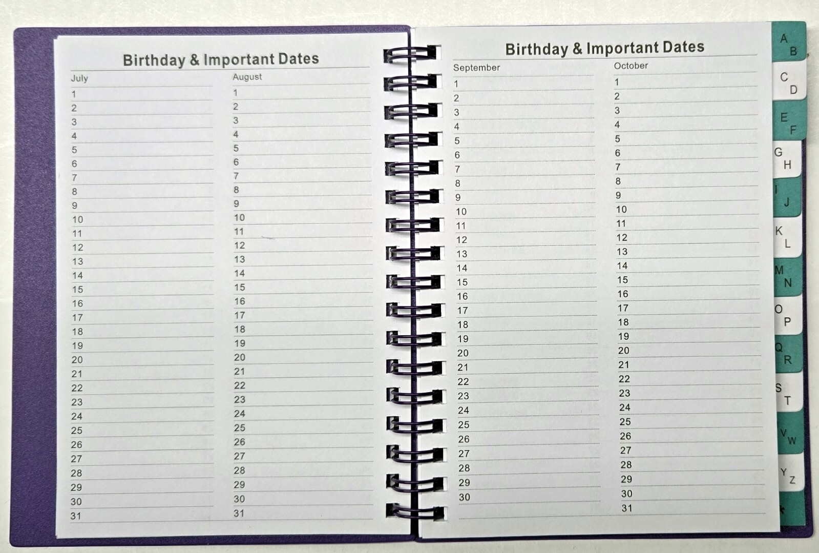 Address/Telephone – Spiral with alphabetic tabs 4-3/4in x 6-1/8in – select color
