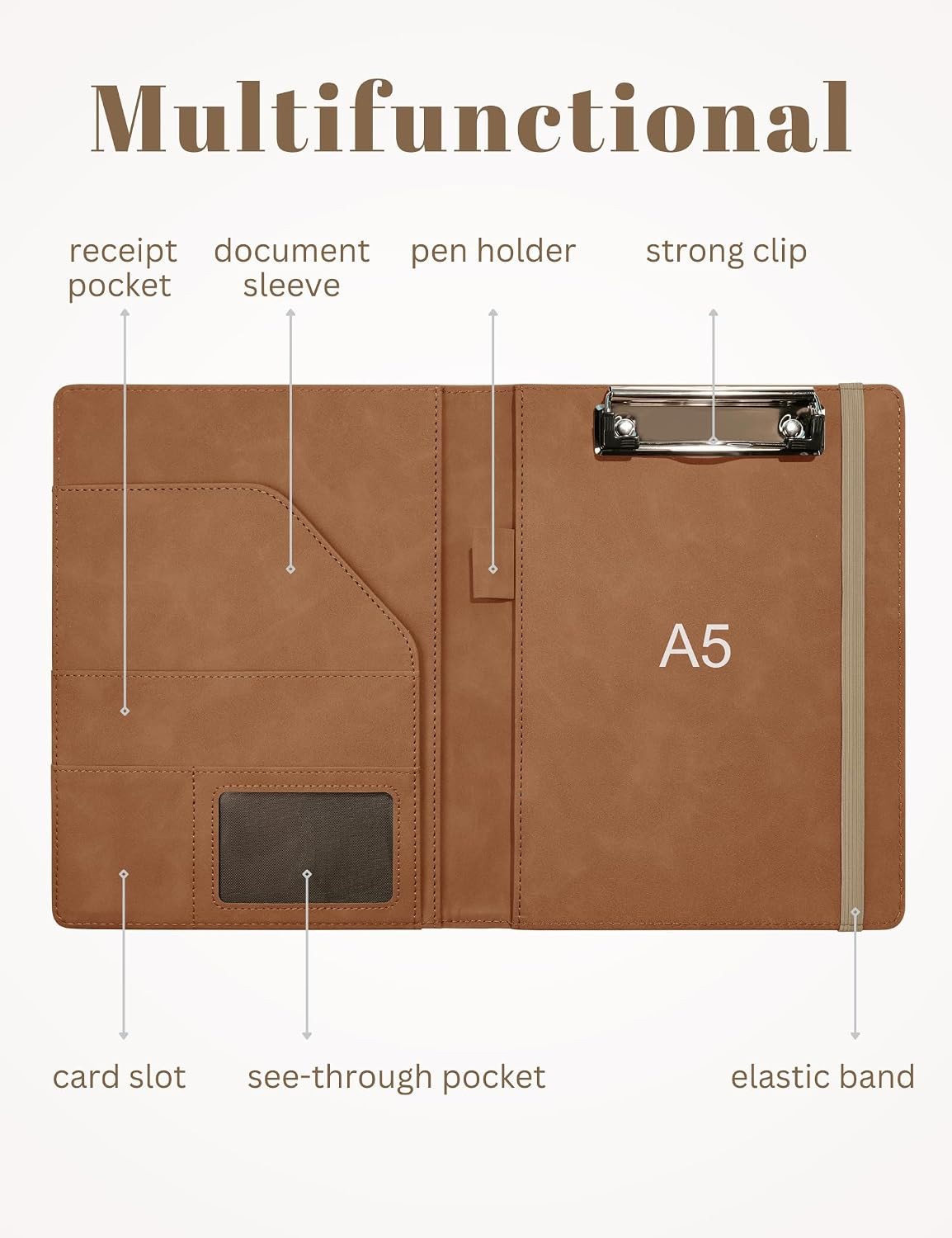 Small Padfolio Clipboard Folder for 5X8 Inch Writing Pads, Compact A5 Portfolio