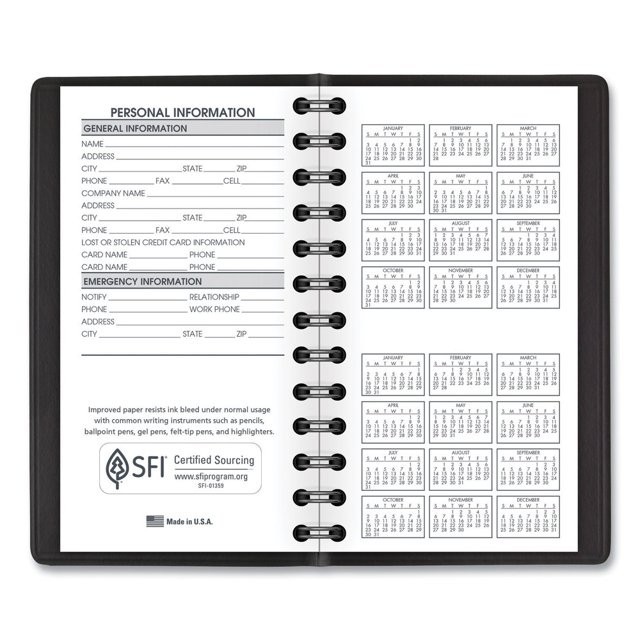 AT-A-GLANCE (70-035-05) 2026 Weekly Planner, Black Pocket Size 2 1/2″x4 1/2″