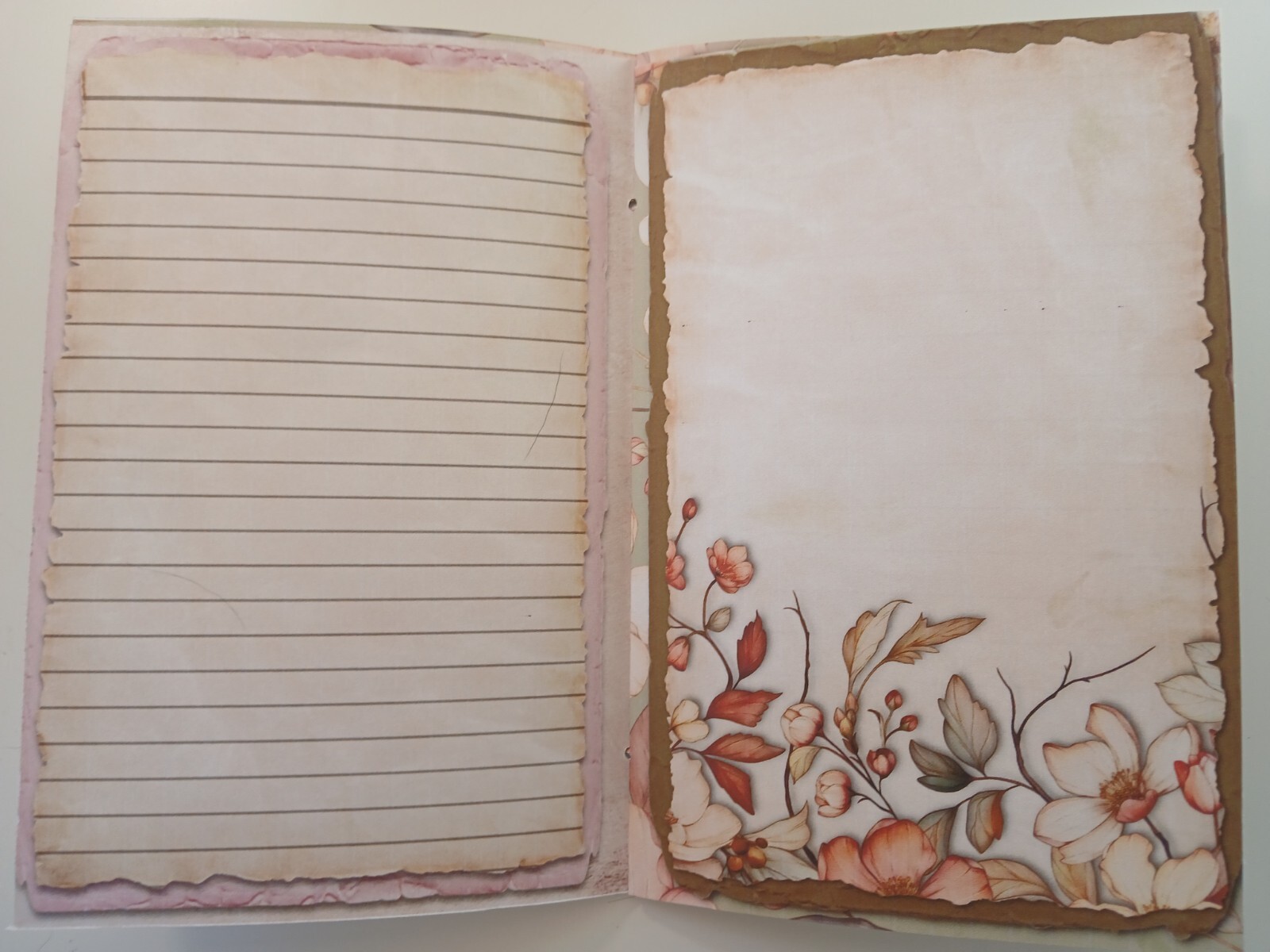 Junk Journal Blank Booklet “SOFT FLORALS” Pastel Florals LG 8.5″x5.5″ 40pgs