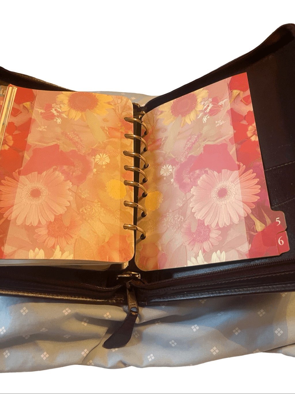 Vintage Franklin Quest Co. Brown Red Leather Paisley Tapestry Day Planner OS